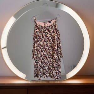 Torrid Plus Size Floral Cold Shoulder Dress/Multicolor Ruffle Sleeve Boho Style